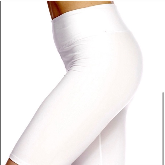 High Waist Thick White Biker Shorts